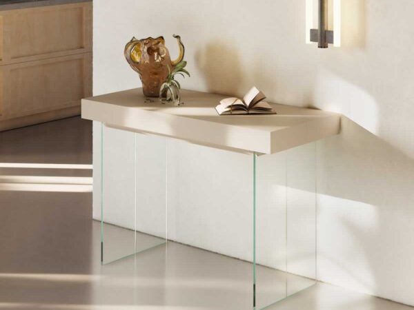 Tavolo a consolle allungabile con gambe di vetro City Folding